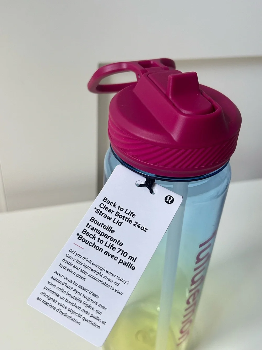 Lululemon Back to Life Clear Bottle 24oz Straw Lid